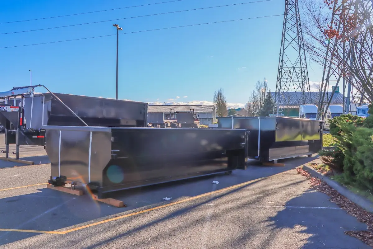 Roll-off dumpster ready for waste disposal at job site for Residential Dumpster Rental in Bloomington